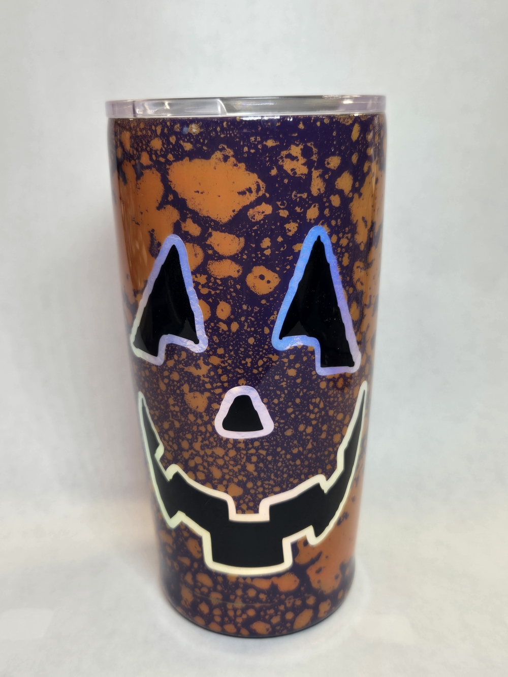 Halloween Jack-O'-Lantern Tumbler - Orange & Purple- Glow In The Dark